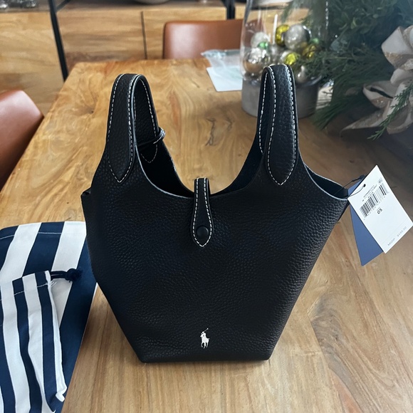 Ralph Lauren Polo Play small leather tote / crossbody bag in black leather NWT - Picture 11 of 13